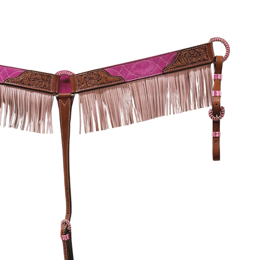 3F12- 2" Pink Cowboy Stitch w/ fringe