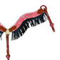 3017-BANDANA RED 2-1/2" Wave breast collar hand bandana tool and silver metallic whip-stitch