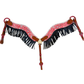3017-BANDANA RED 2-1/2" Wave breast collar hand bandana tool and silver metallic whip-stitch