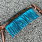 3F23-Turquoise Sunflower -3/4" Contour breast collar golden leather sunflower tooled with background paint & fringe