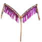 3F23-Malibu Barbie 1-3/4" Contour breast collar golden leather floral tooled with paint to the edge, ss spots, crystals and fringe.