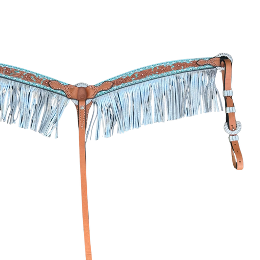 3F23-Turquoise shimmer 1-3/4" Contour breast collar