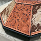 Leather Tooled Hat Can Carrier | Longhorn