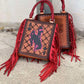 Card Handbag- Red Bronc Rider FRINGE