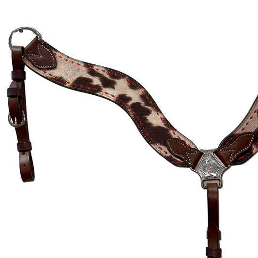 3017-Cow Suede 2-1/2" Wave breast collar chocolate leather w/ cow suede overlay & YOUR CHOICE OF BUCKSTITCH COLOR