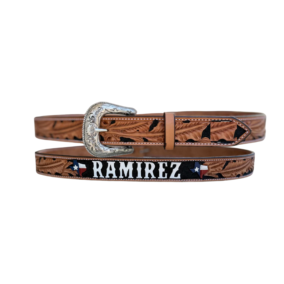 1.5" Straight Texan Belt with Lettering on the back