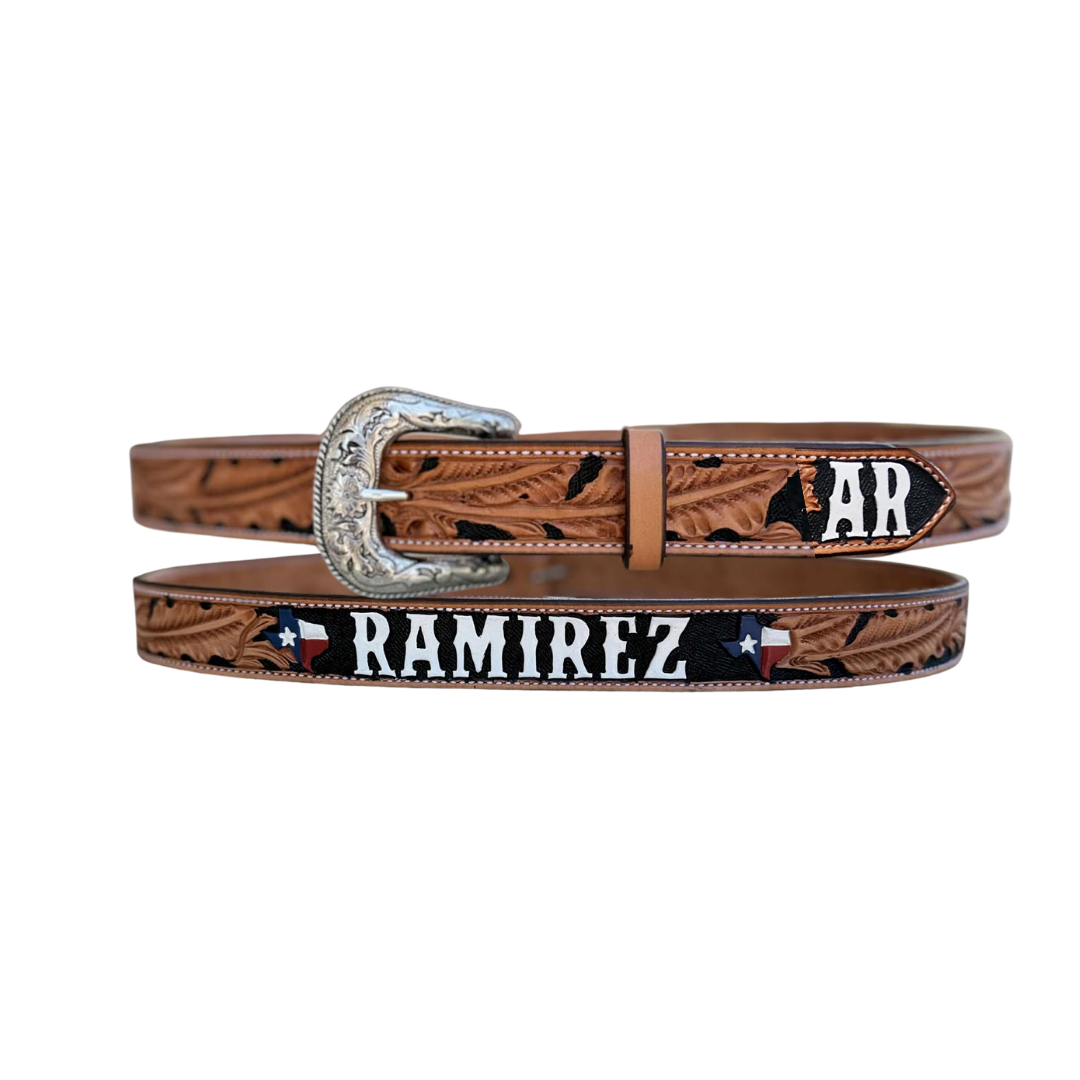 1.5" Straight Texan Belt with Lettering on the back