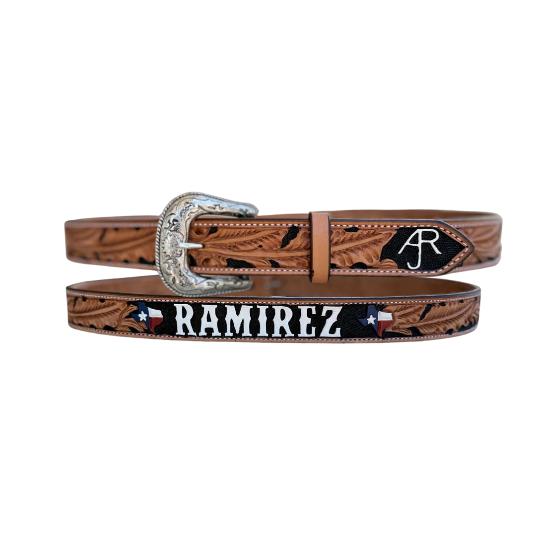 1.5" Straight Texan Belt with Lettering on the back