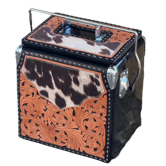 Retro Rodeo Black Cooler- Cow Suede