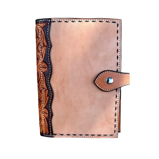 #14 Bible Cover Roughout with floral tooled binder