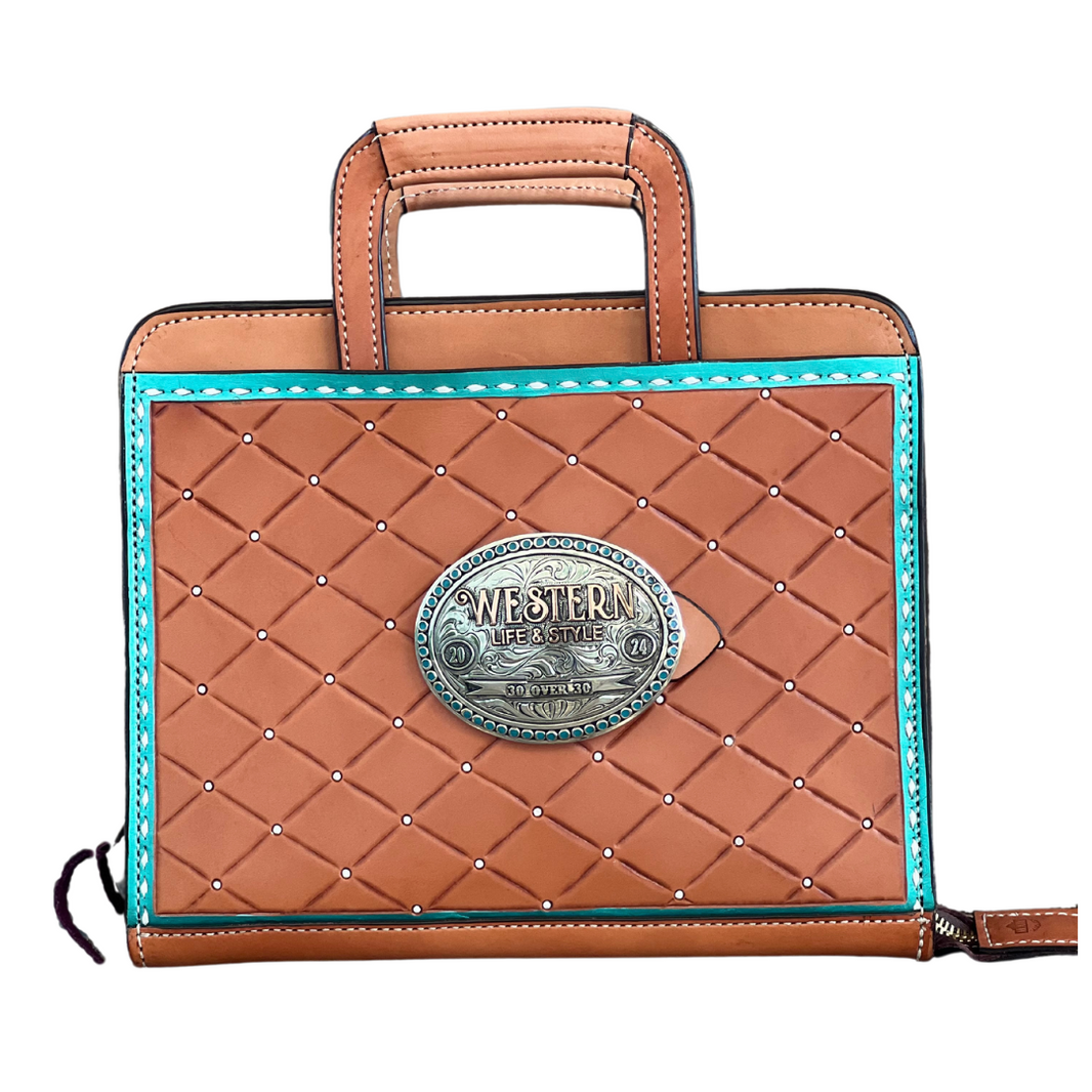 Alamo Saddlery #2 Cowboy Briefcase rough out chocolate leather main image 0