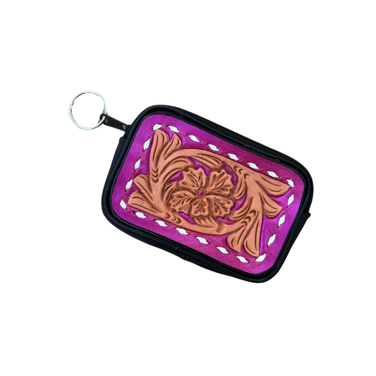 Tooled keychains Coin bags- Pink Shimmer