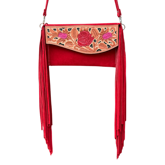 Fringe Clutch- Cheetah Rose