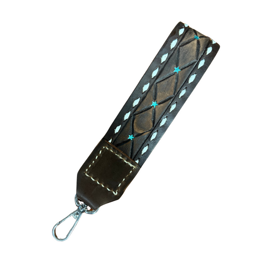 Geo tooled leather keychains #10