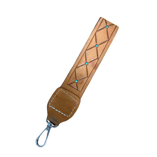 Geo tooled leather keychains #13