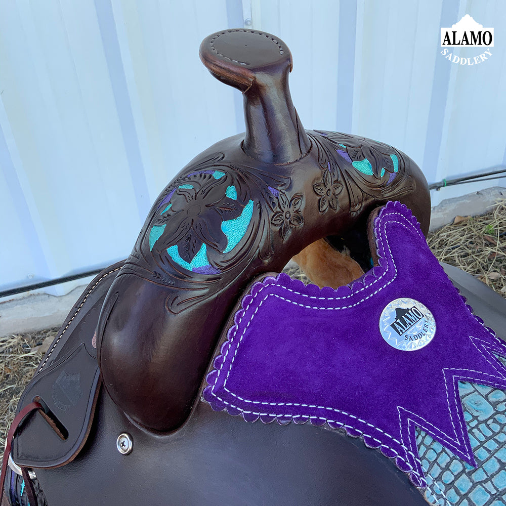 Purple & Turquoise Roper Saddle
