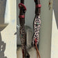 2074-CHEETAH 5/8" Wave one ear headstall rough out golden leather cheetah overlay with stones and spots