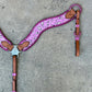 3017-BANDANA PINK 2-1/2" Wave breast collar hand bandana tool and metallic pink whip-stitch