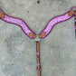 3017-BANDANA PINK 2-1/2" Wave breast collar hand bandana tool and metallic pink whip-stitch