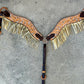 3017-BANDANA ORANGE 2-1/2" Wave breast collar hand bandana tool and silver metallic whip-stitch Fringe