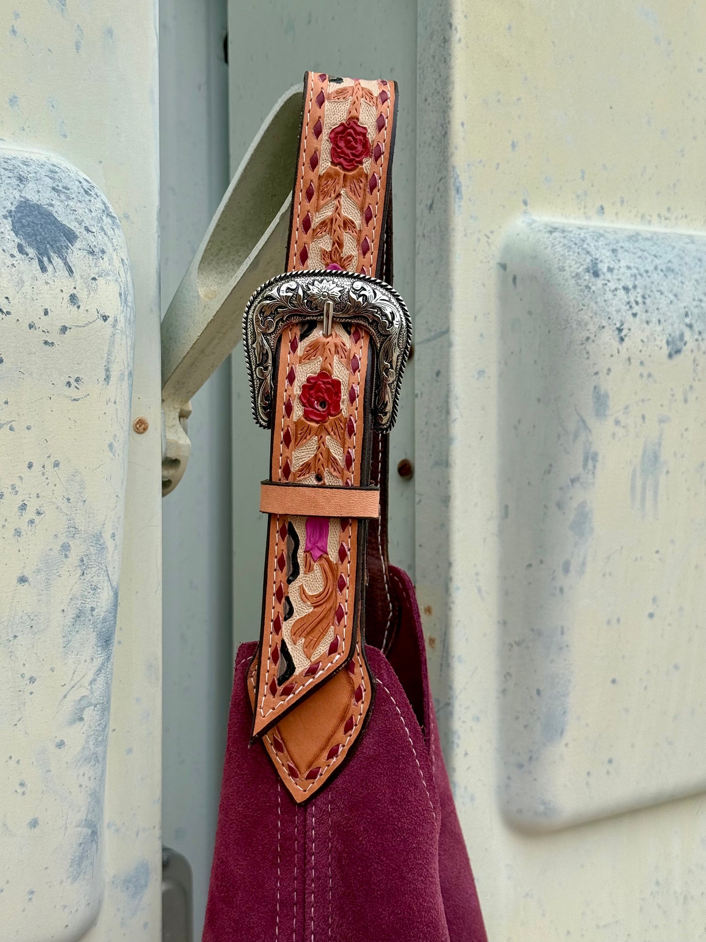 Darlin Duo - Maroon With Cheetah Rose Strap