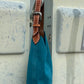 Darlin Duo - Teal With Floral tooled w/ White Buckstitch Strap