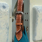 Darlin Duo - Teal With Floral tooled w/ White Buckstitch Strap
