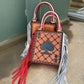 The Card Handbag- Ace with Red & Silver Fringe