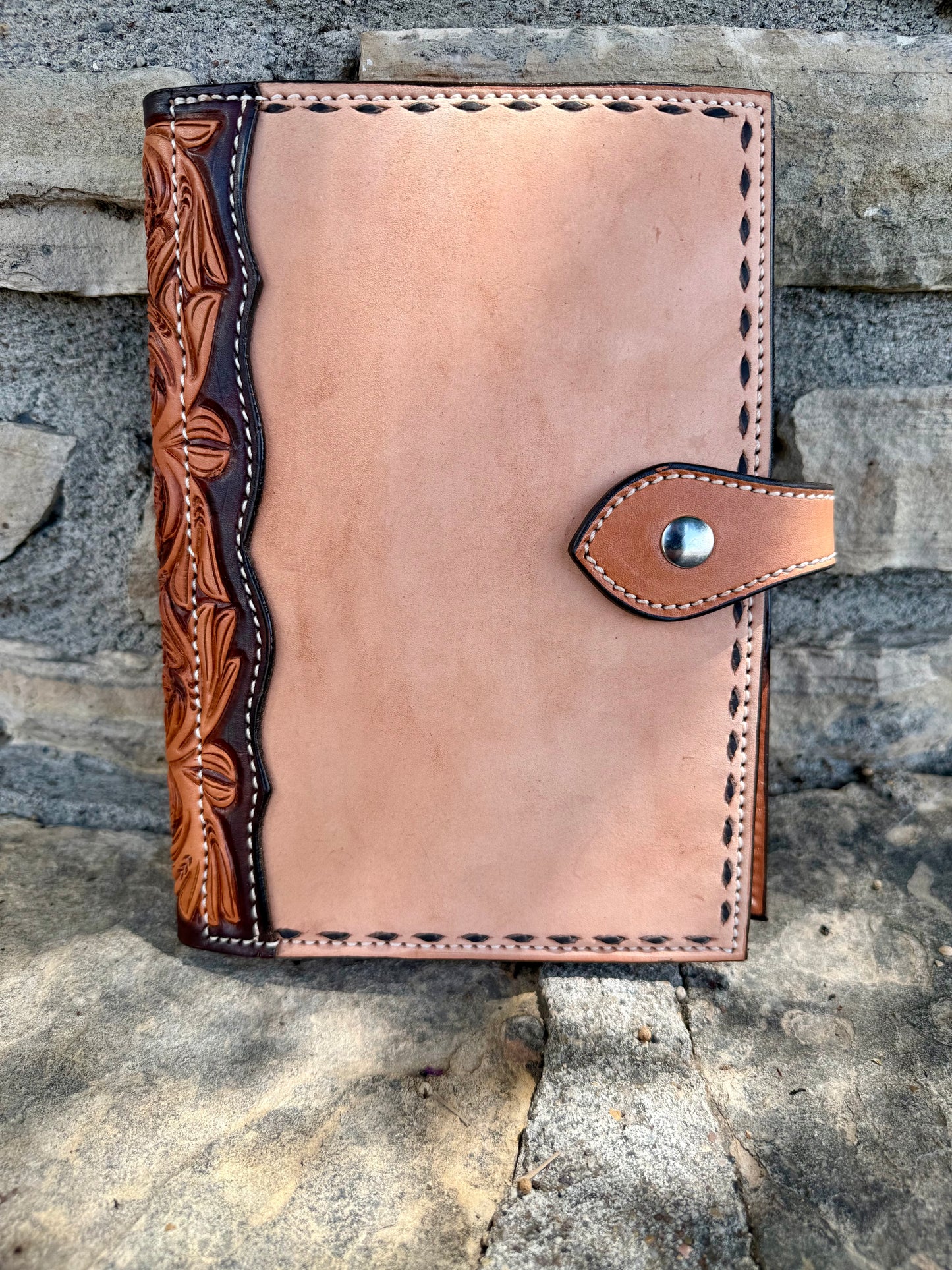 #14 Bible Cover Roughout with floral tooled binder