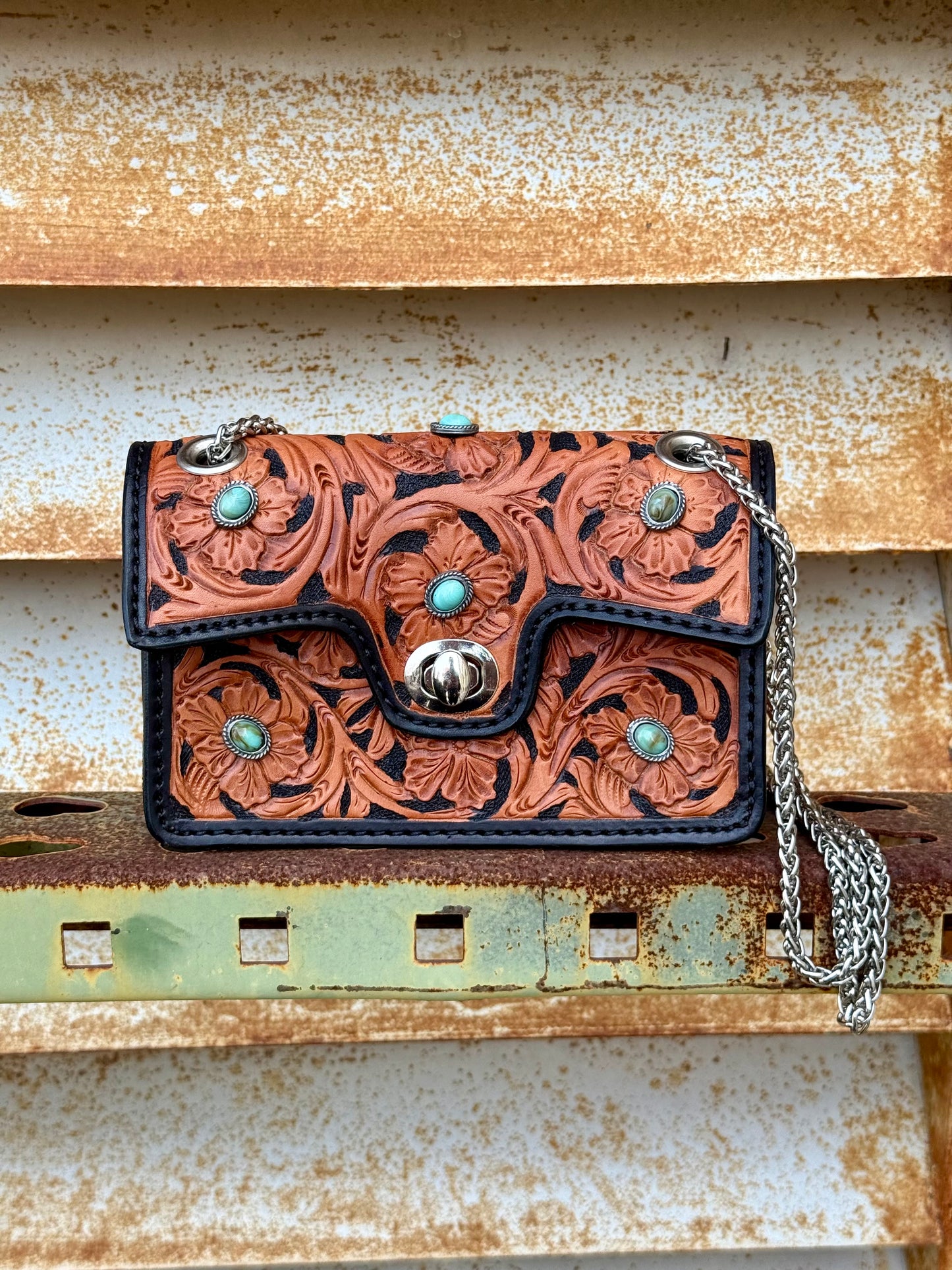 The Cowgirl Clutch- Turquoise (FULL LEATHER)