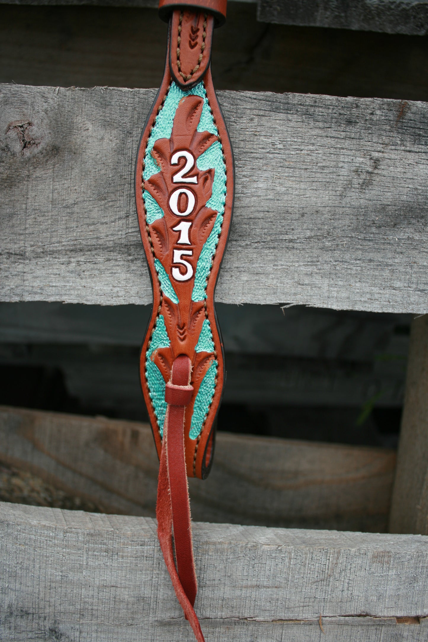 Rodeo Award | Wave one ear floral tooled w/ background paint (8 letters)