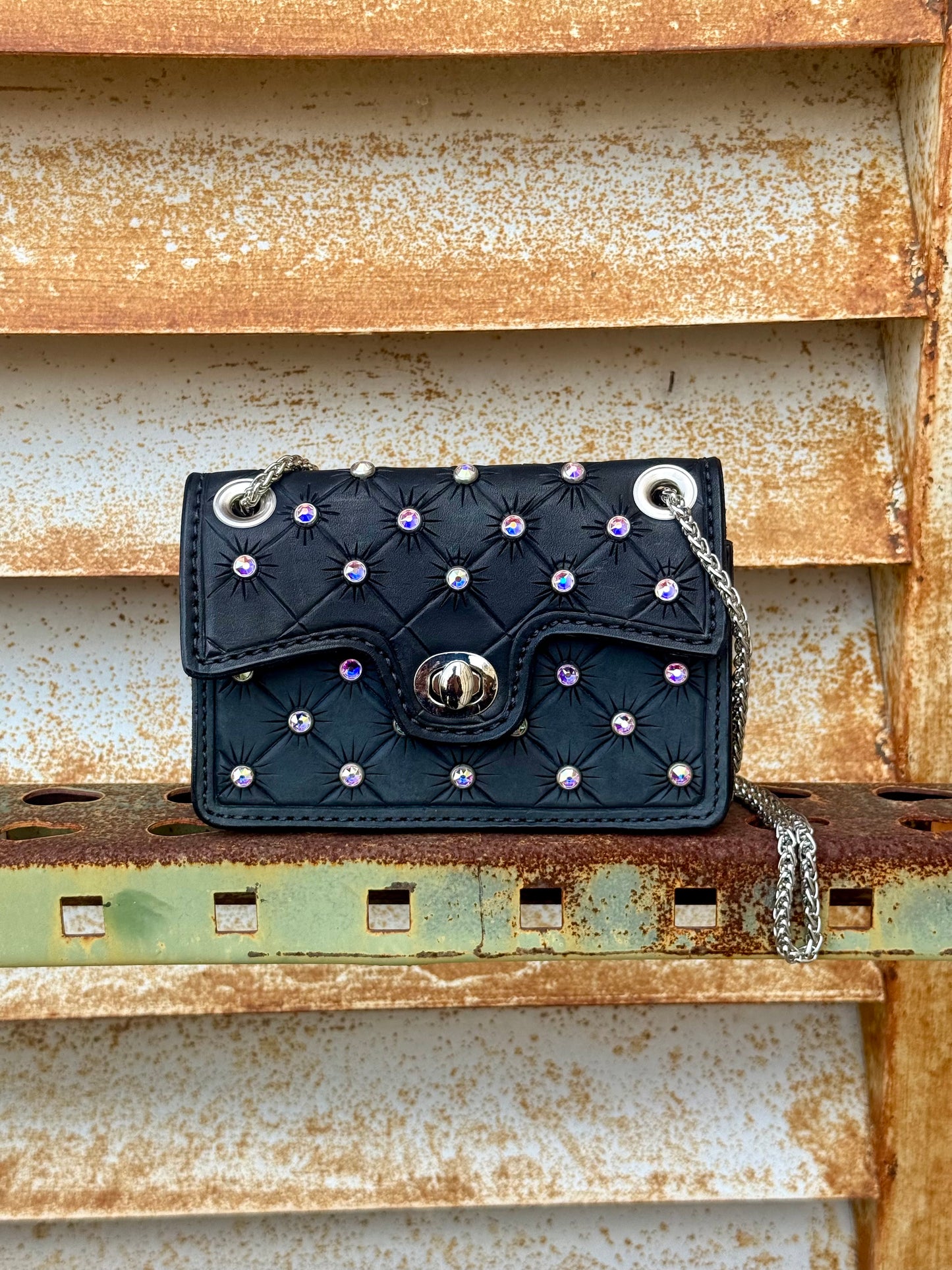 The Cowgirl Clutch- Rhinestone Black Edition (FULL LEATHER)