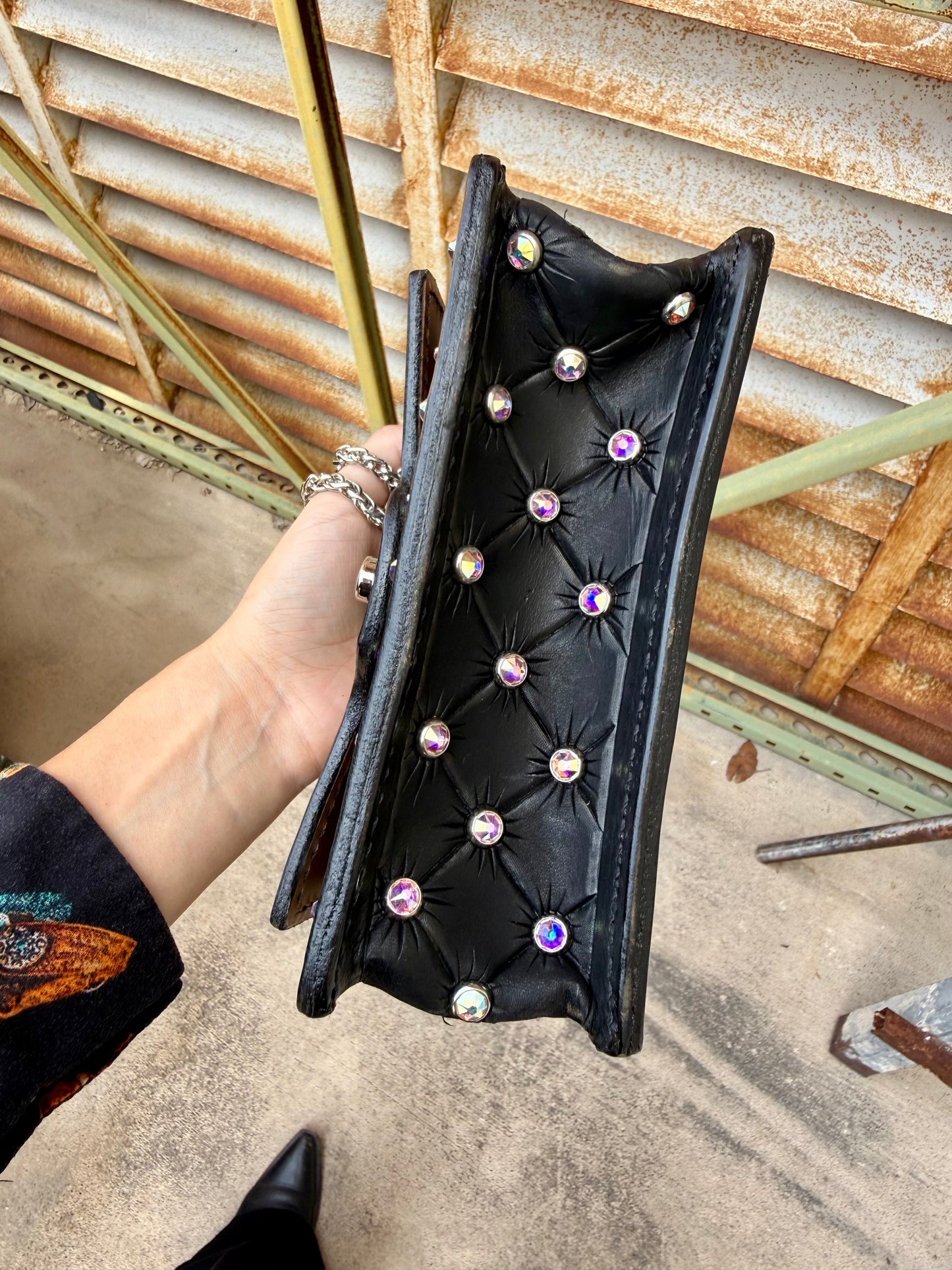 The Cowgirl Clutch- Rhinestone Black Edition (FULL LEATHER)