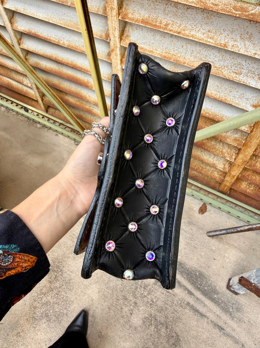 The Cowgirl Clutch- Rhinestone Black Edition (FULL LEATHER)