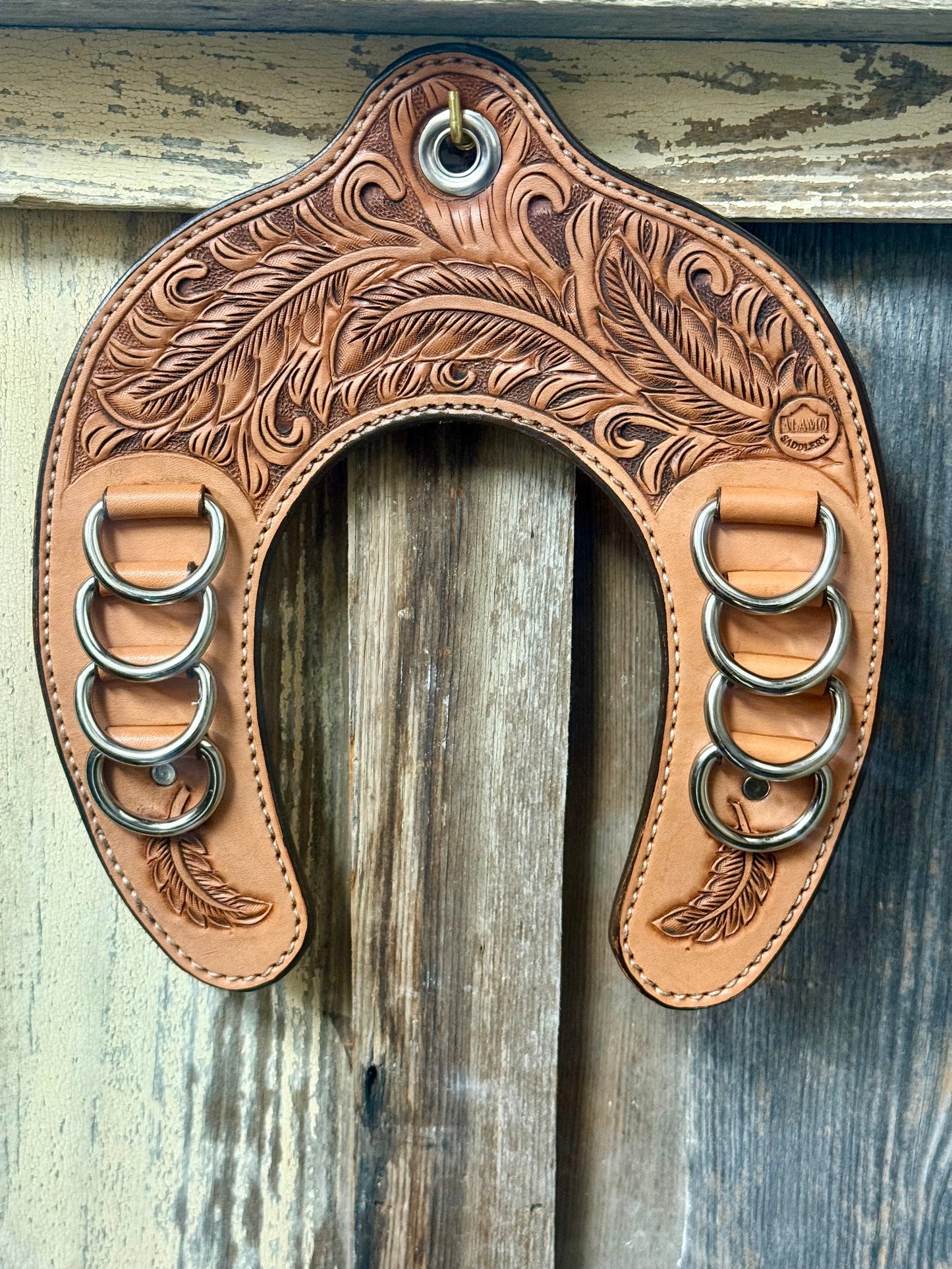 Horse Shoe Wild Rag Holder- Cowboy Feather