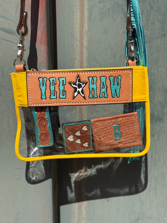 Clear travel Bag- Yee-Haw on Yellow