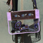 Clear Travel Bag- Feather on purple