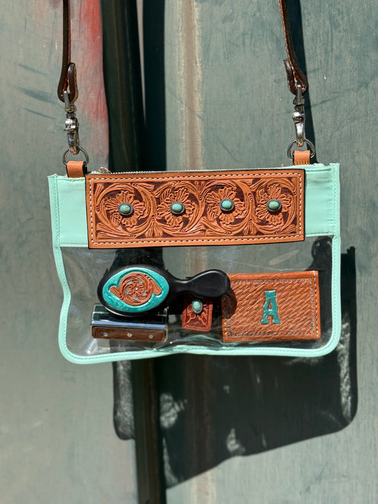 Clear Travel Bag- Turquoise Stone Teal