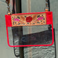 Clear Travel Bag- Cheetah Rose on Red