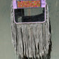 Clear Travel Bag- Confetti on purple with fringe