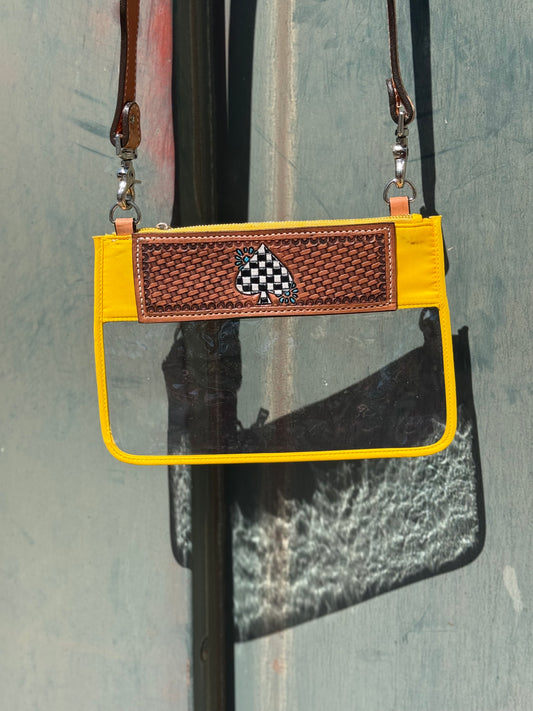 Clear Travel Bag- Checkered Ace on yellow