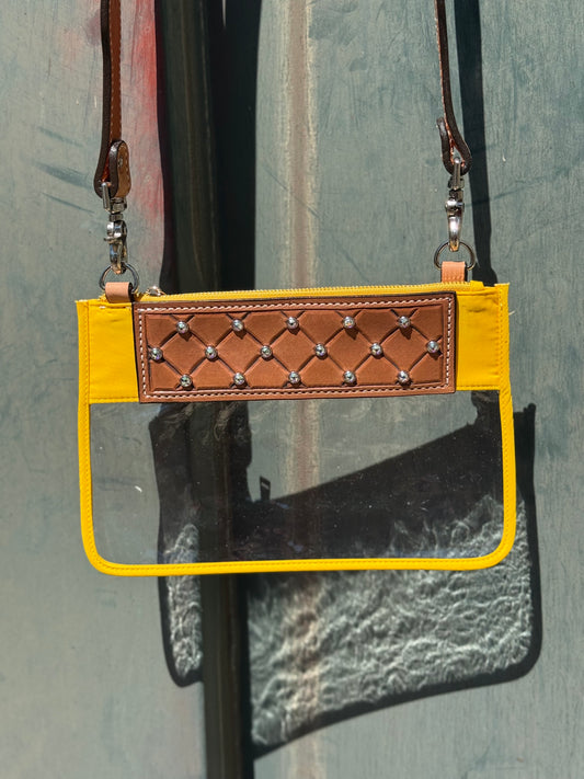Clear Travel Bag- Rhinestone on Yellow