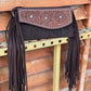 Fringe Clutch- Turquoise Stone (chocolate)