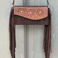 Fringe Clutch- Turquoise Stone (chocolate)