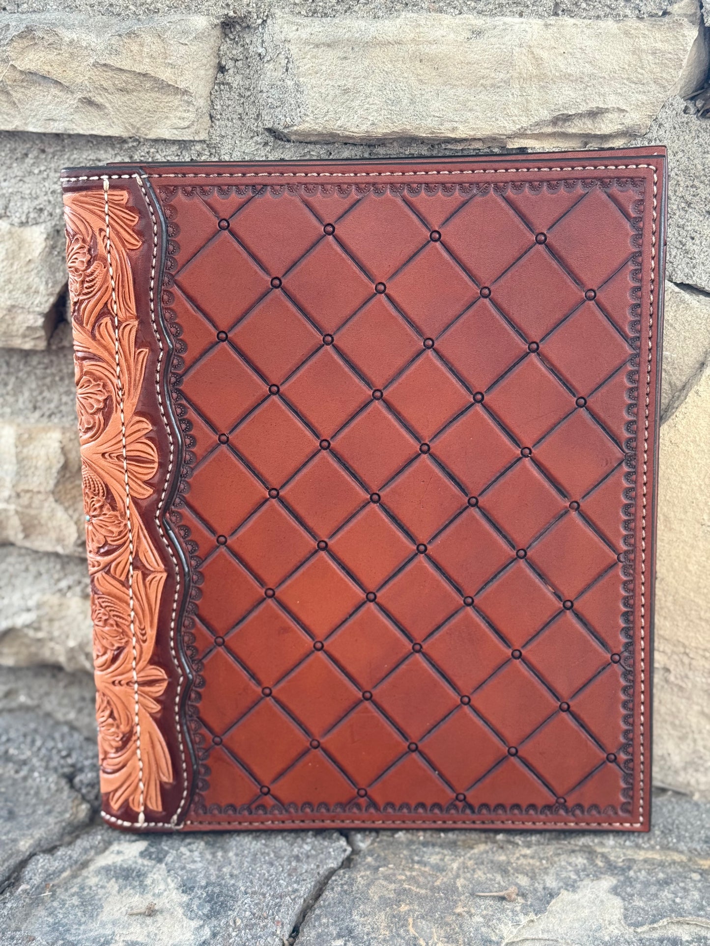 Large portfolio full quilted with tooled yoke