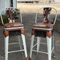 (PRE-ORDER) COW SUEDE INLAY & FRINGE Bar Stools w/ TALL BACK