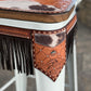 (PRE-ORDER) COW SUEDE INLAY & FRINGE Bar Stools w/ TALL BACK