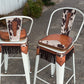 (STOCK) SET OF 2 30" WHITE SWIVEL BAR STOOL WITH COW SUEDE FRINGE