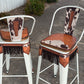(PRE-ORDER) COW SUEDE INLAY & FRINGE Bar Stools w/ TALL BACK