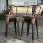 (PRE-ORDER) COW SUEDE INLAY & FRINGE Bar Stools w/ TALL BACK